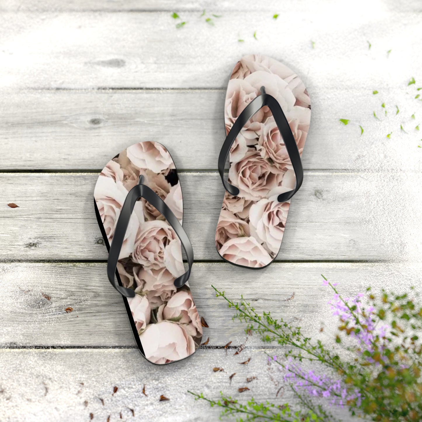 Light Pink Roses Flip Flops