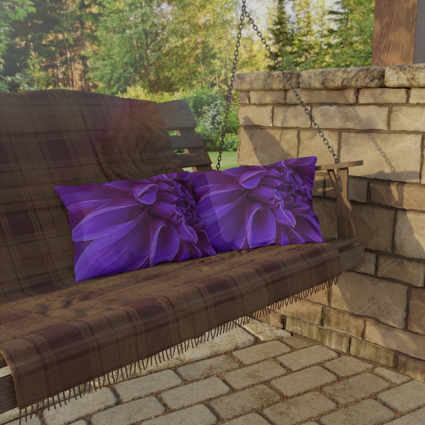 Purple Dahlia Outdoor Pillow