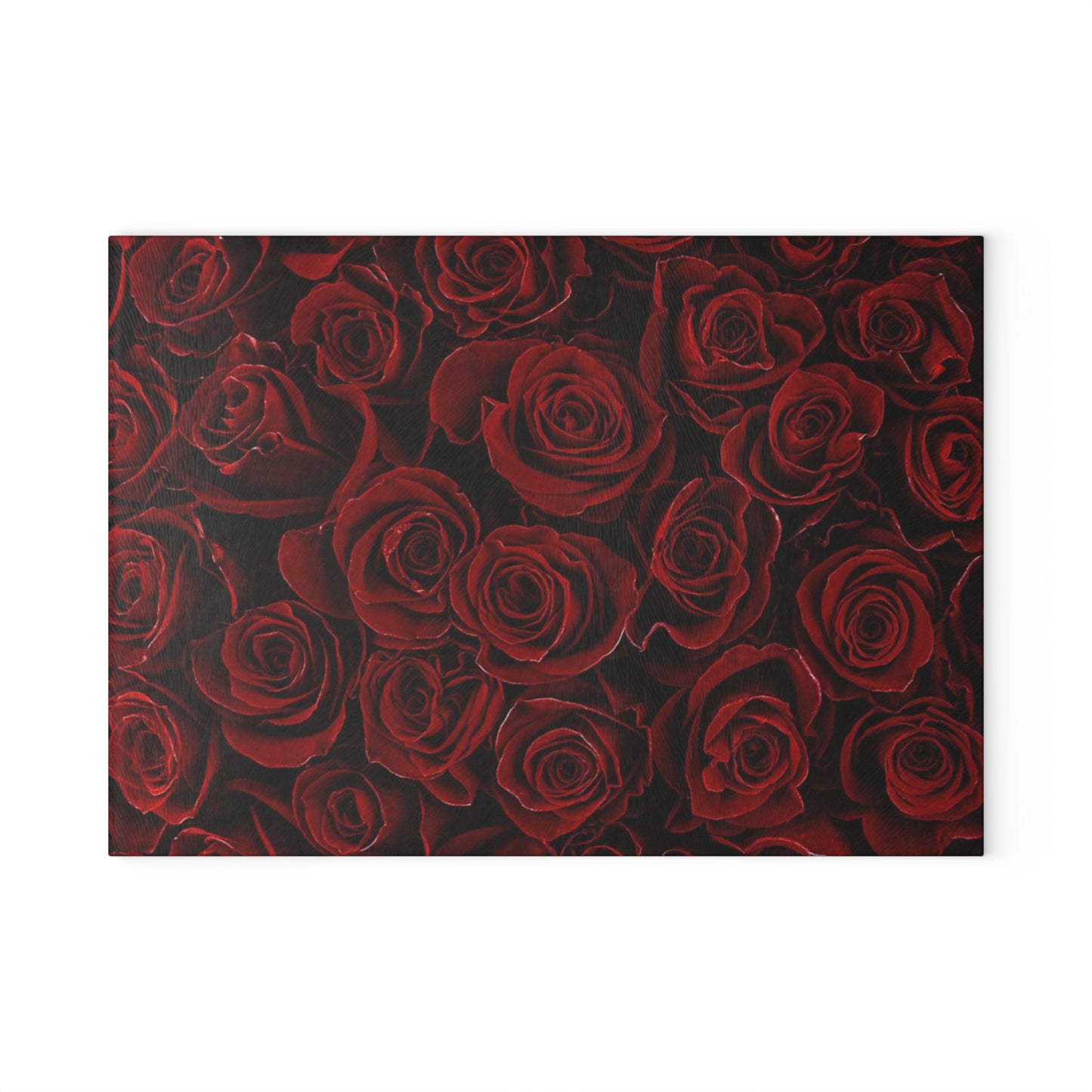 Red Roses Floral Glass Cutting Board – Romantic & Functional Kitchen Accessory