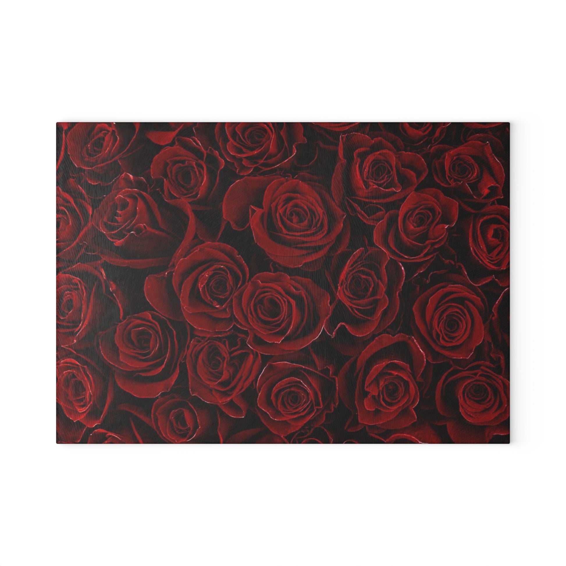 Red Roses Floral Glass Cutting Board – Romantic & Functional Kitchen Accessory