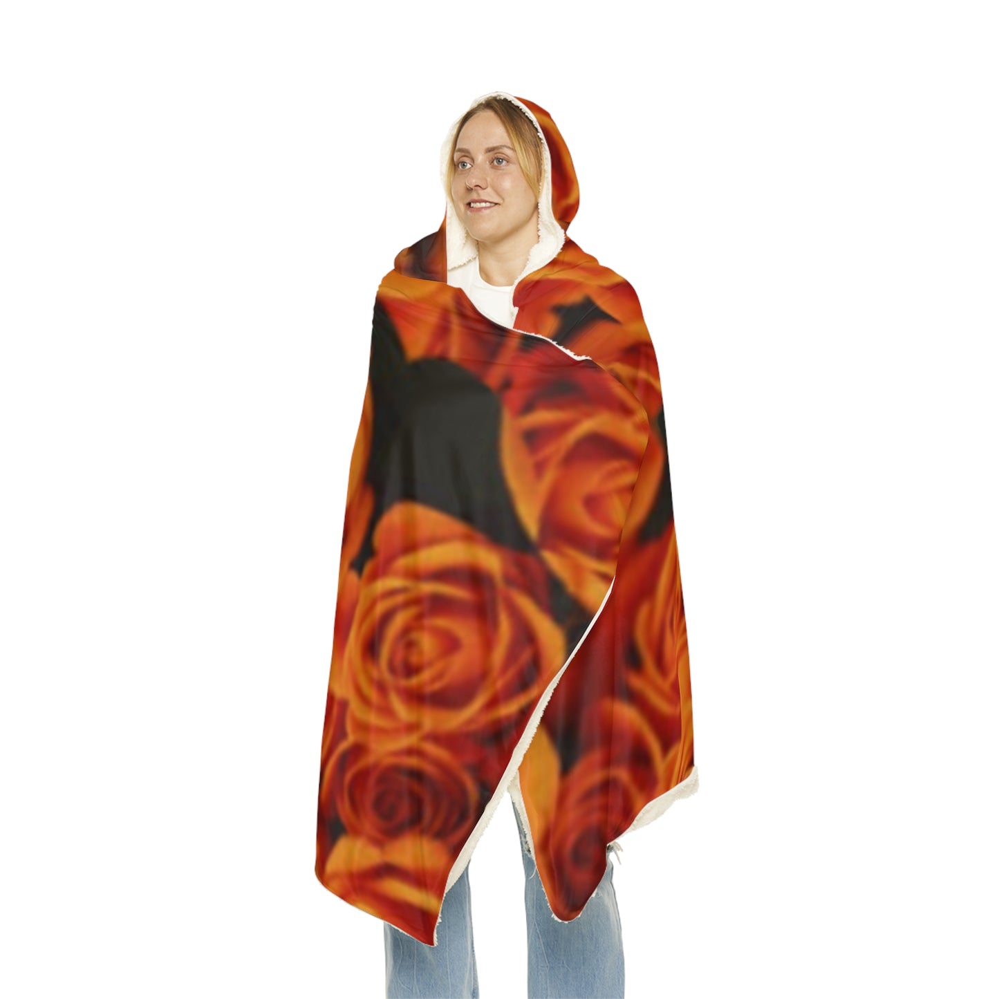 Orange Roses Hood Blanket