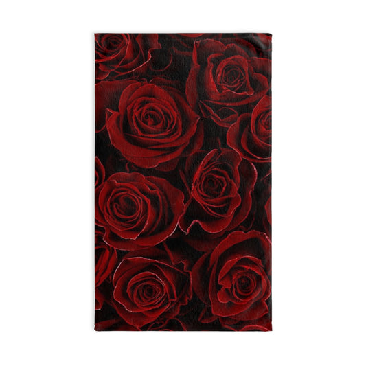 Floral Hand Towel – Red Roses Print