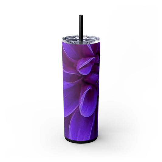 Purple Dahlia Skinny Tumbler – Durable Stainless Steel 20 oz