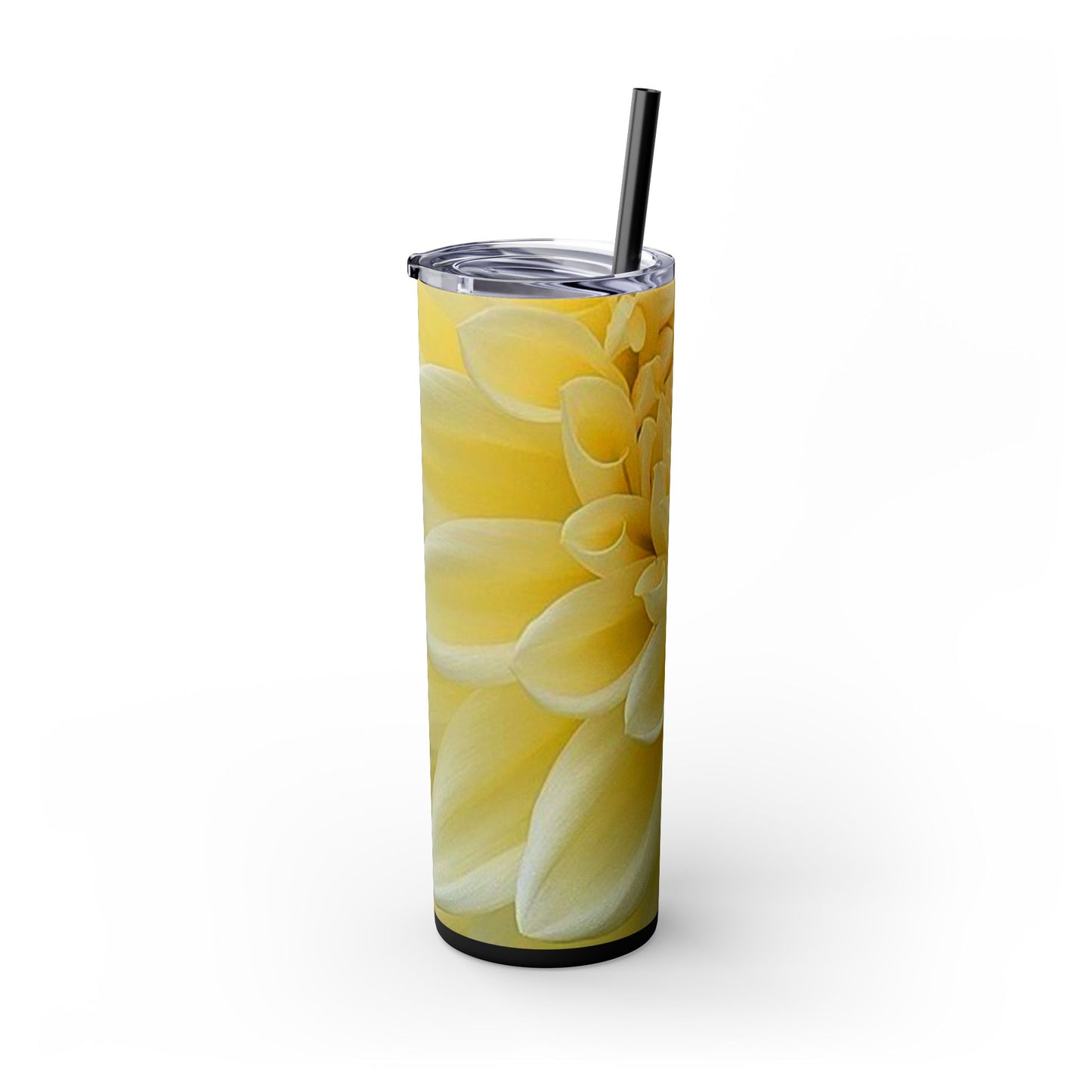 Yellow Dahlia Skinny Tumbler with Straw, 20oz