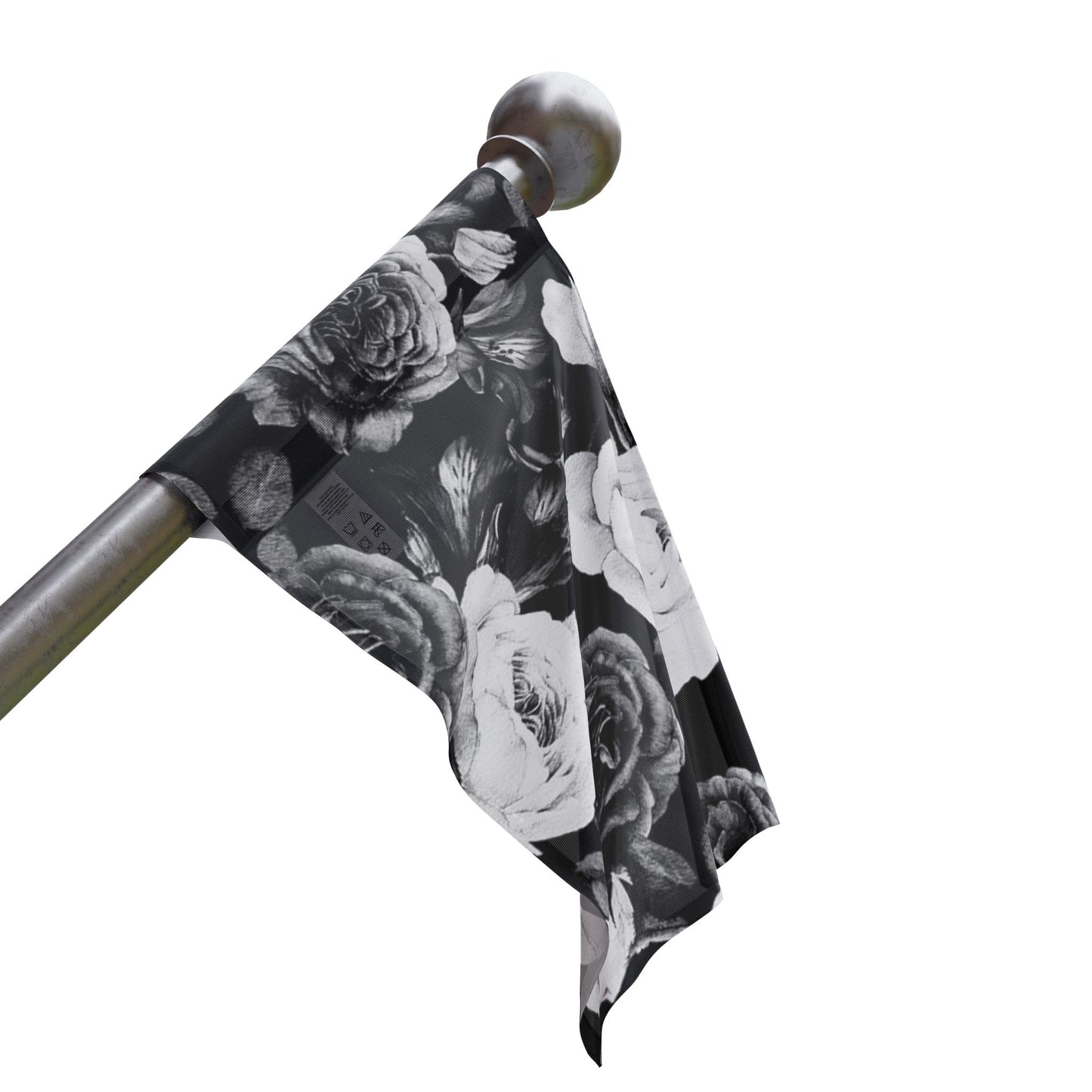 Black and White Floral Design Flag