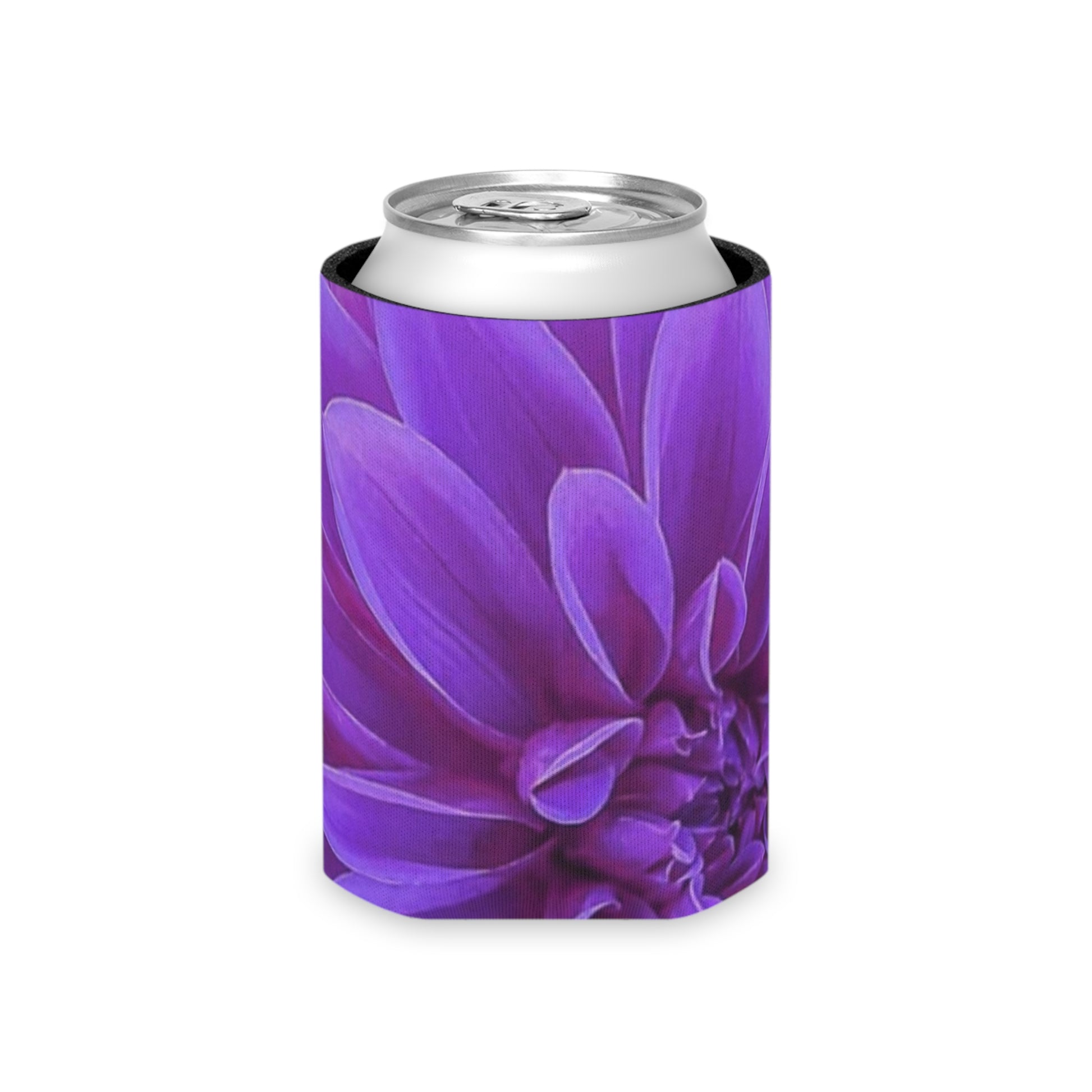 Floral Can Cooler - Purple Dahlia Design
