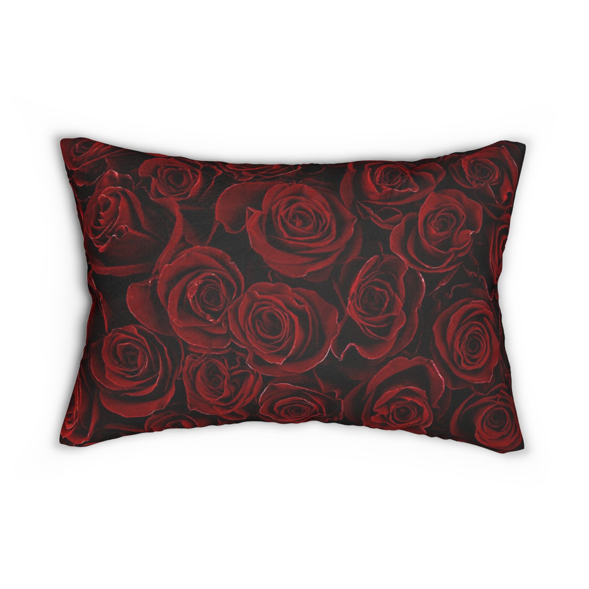 Floral Lumbar Pillow – Red Roses Romantic Touch