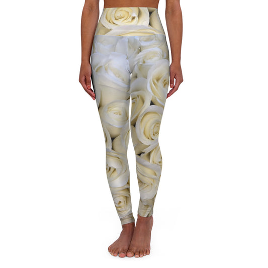 White Roses Floral Skinny Fit Legging for Gym