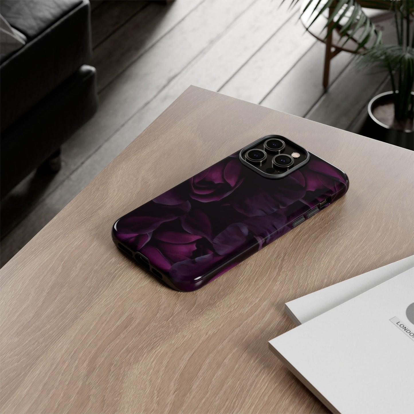 Dark Purple Floral Tough Phone Case