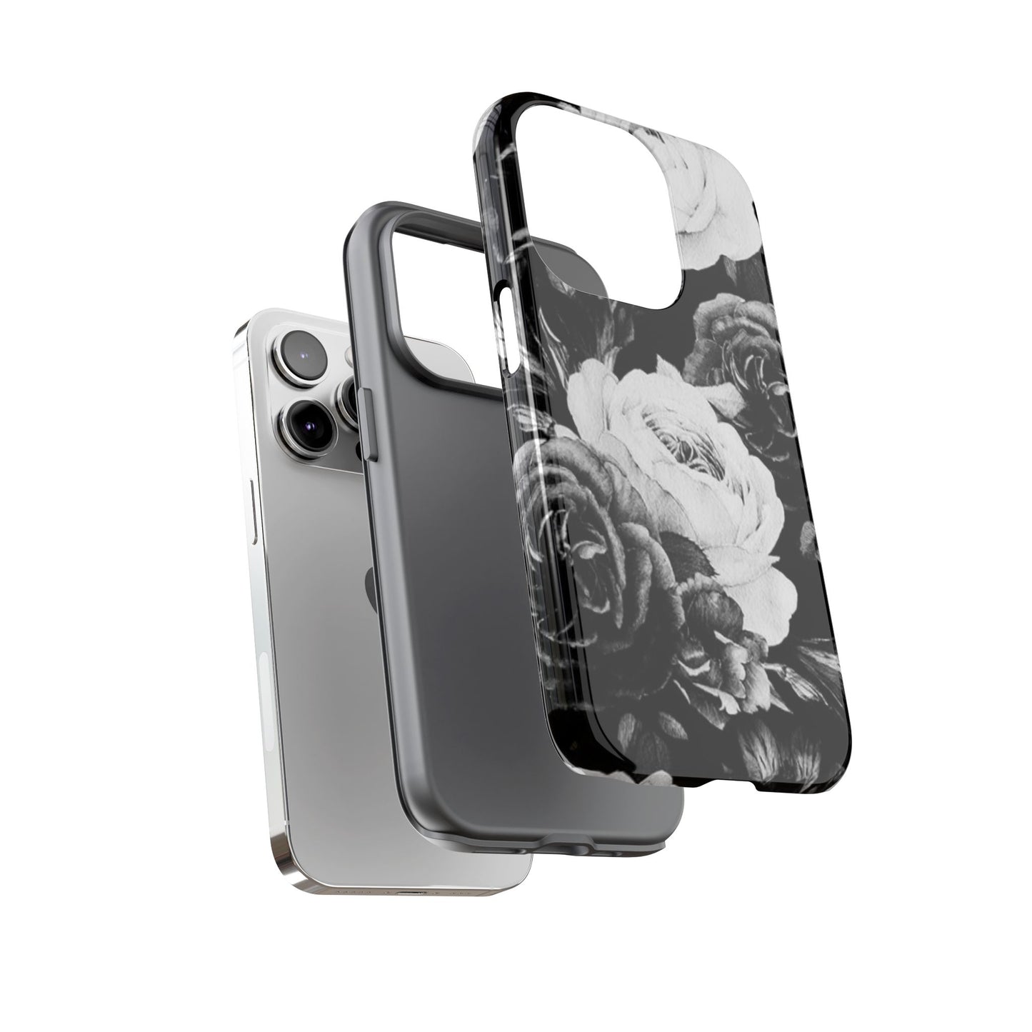 Black and White Floral Tough Phone Case