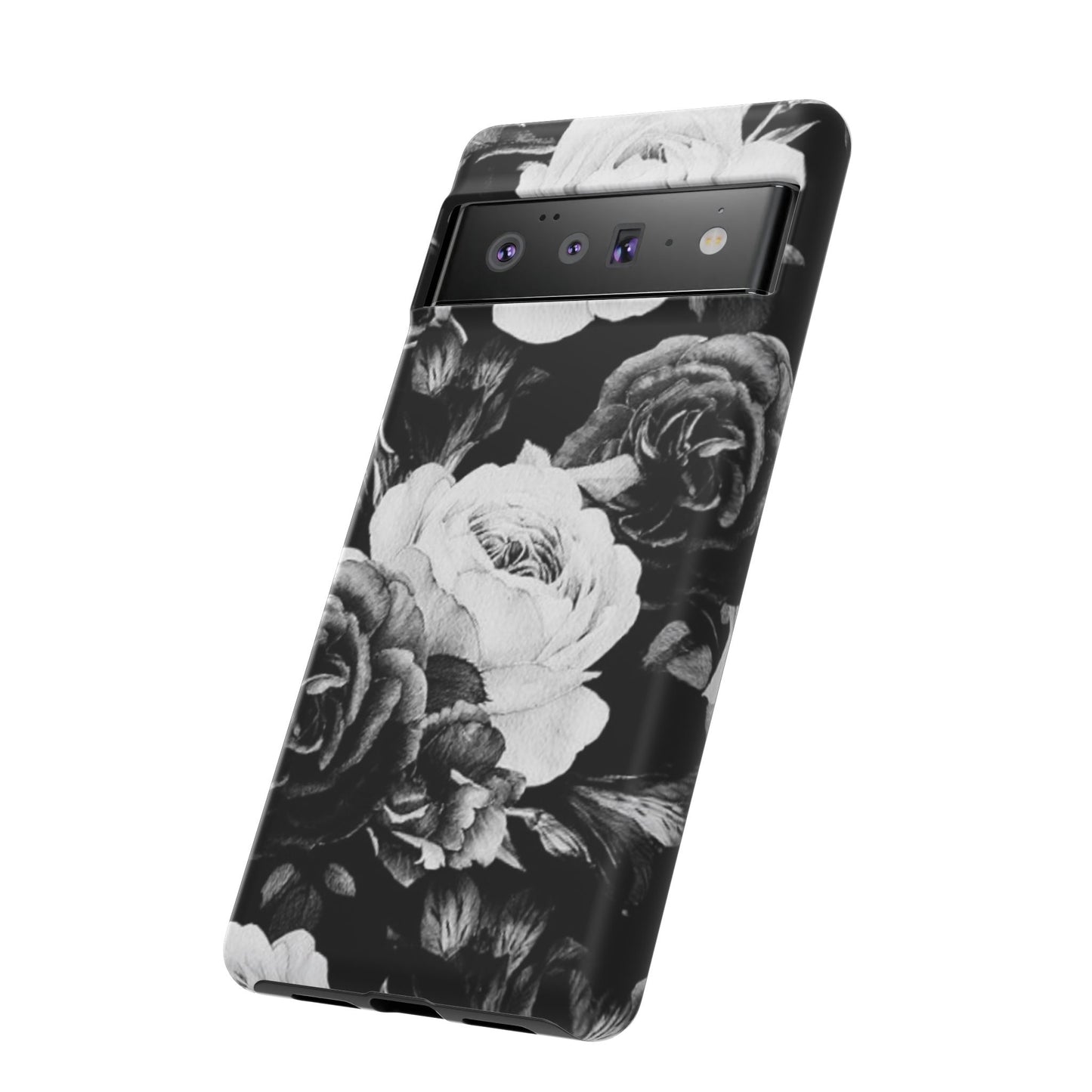 Black and White Floral Tough Phone Case