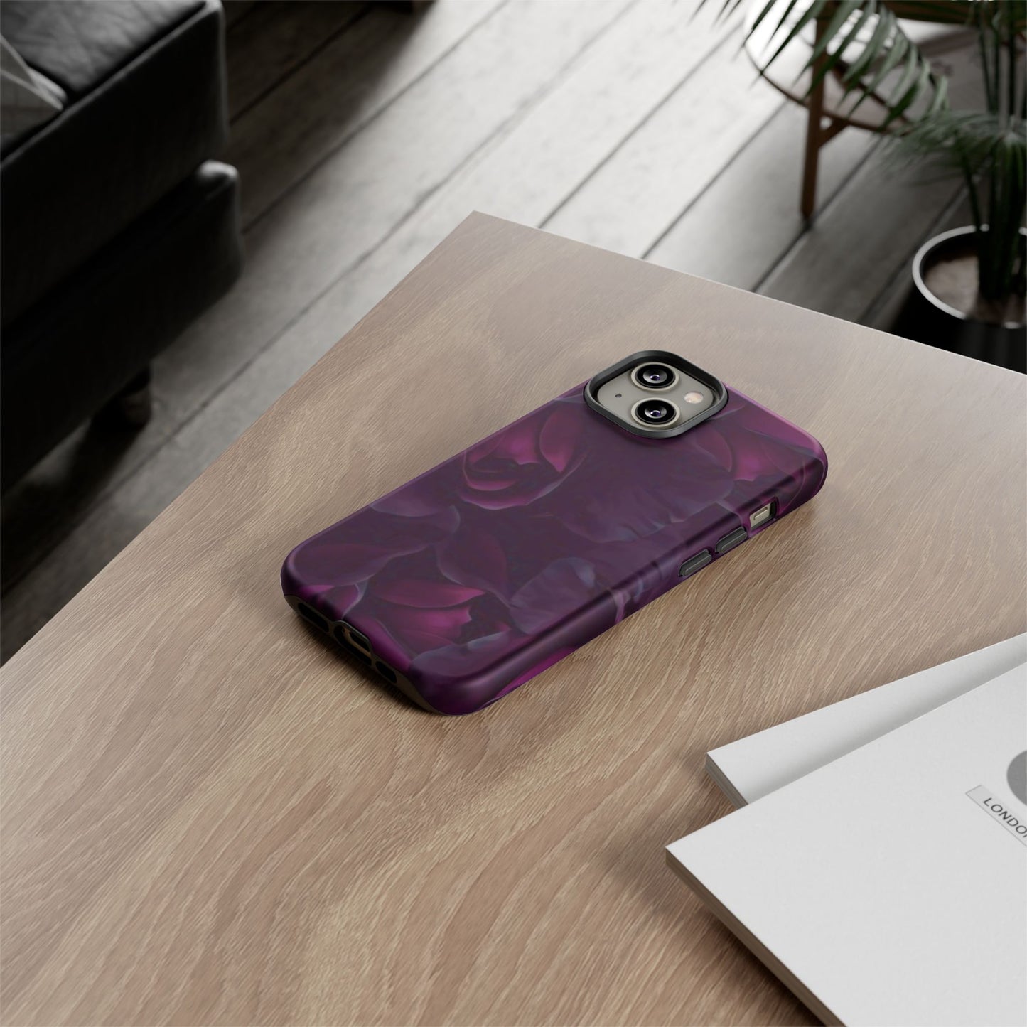 Dark Purple Floral Tough Phone Case