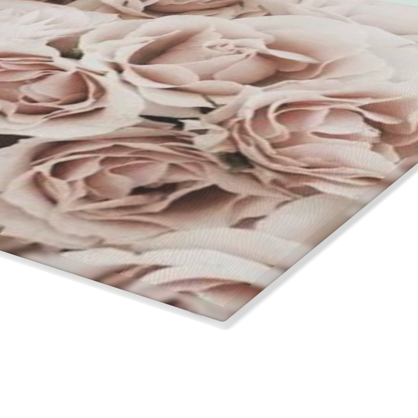 Light Pink Roses Glass Cutting Board – Elegant Floral Touch