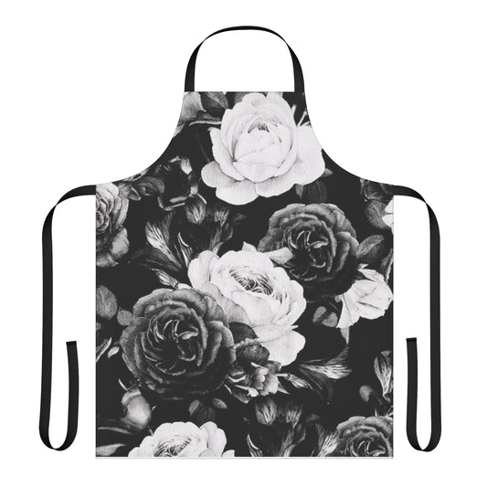 Black and White Floral Design Apron