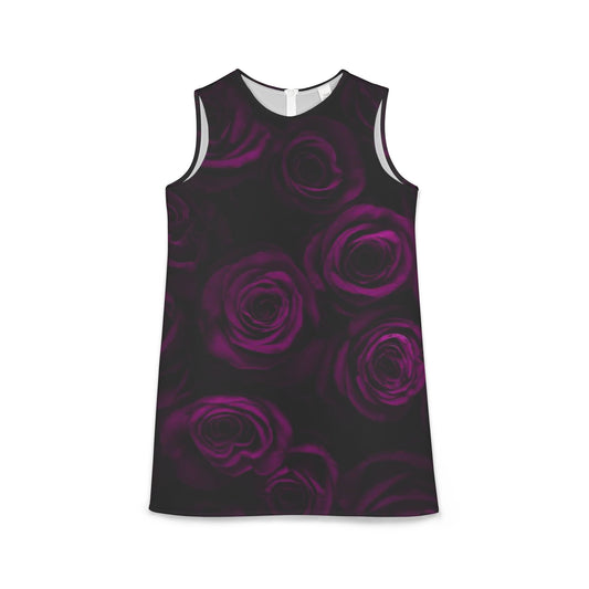Dark Purple Roses Sleeveless Dress