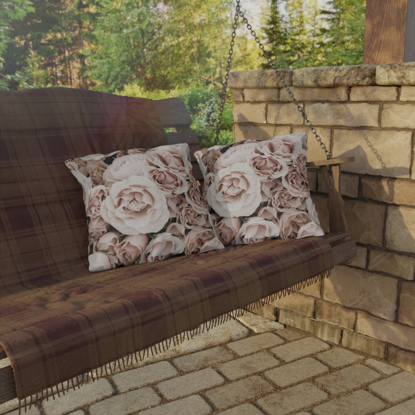 Light Pink Roses Outdoor Pillow