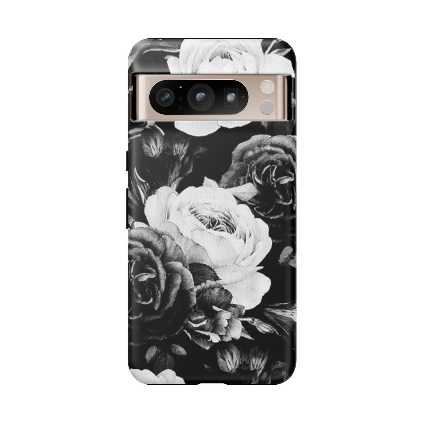 Black and White Floral Tough Phone Case