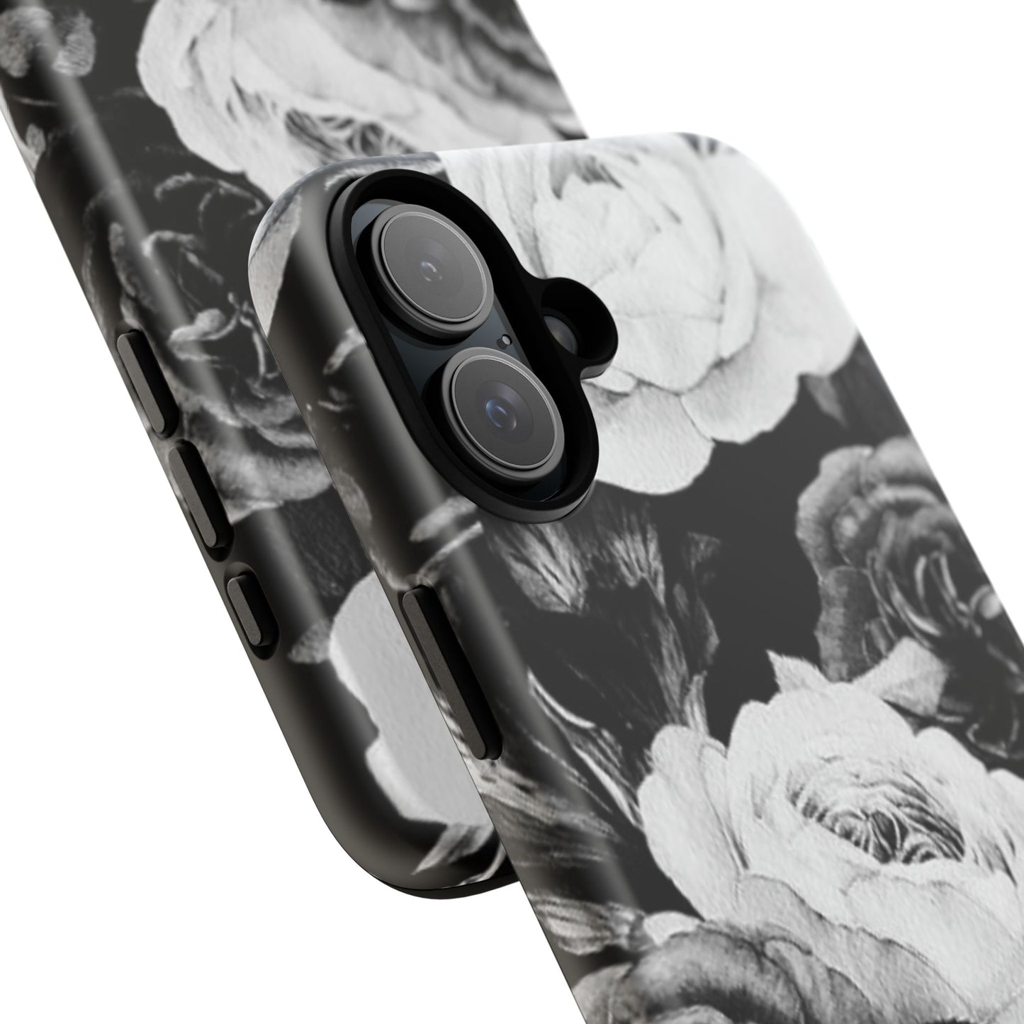 Black and White Floral Tough Phone Case