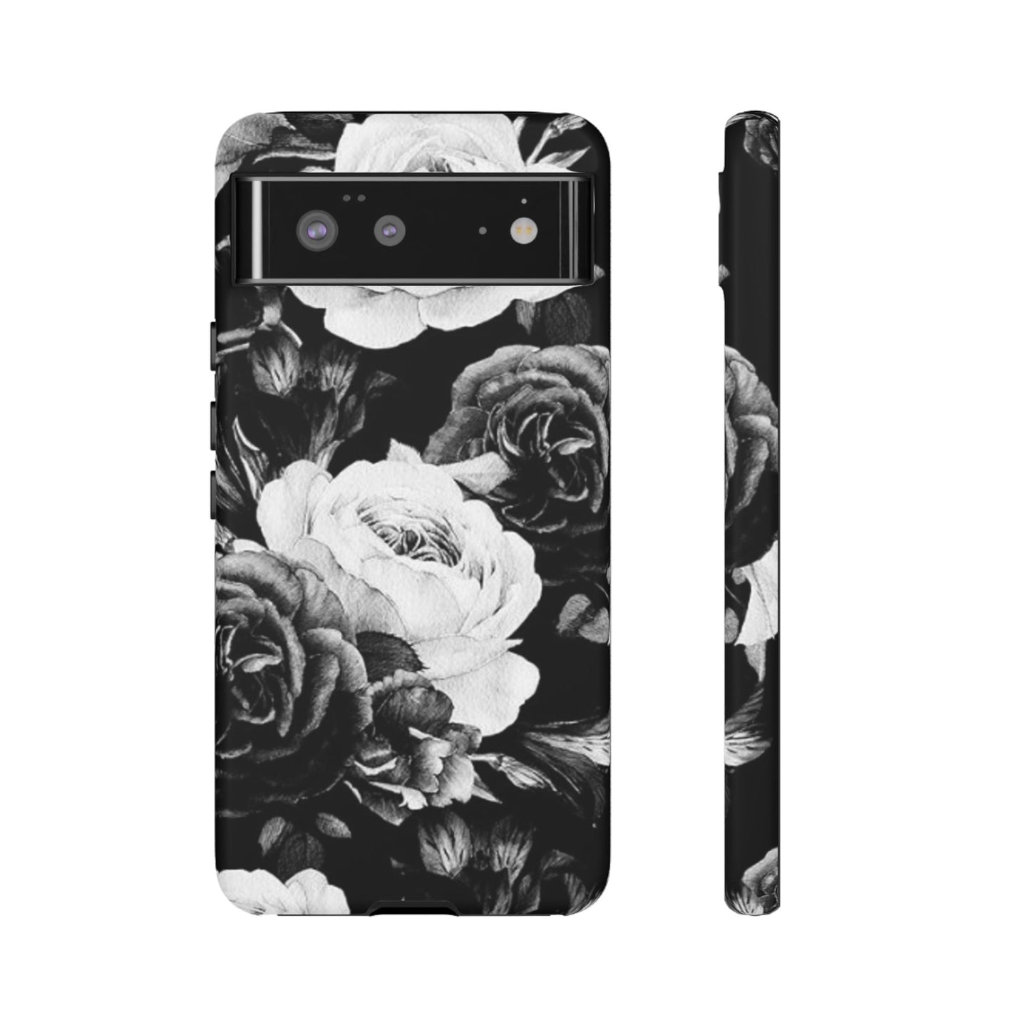 Black and White Floral Tough Phone Case