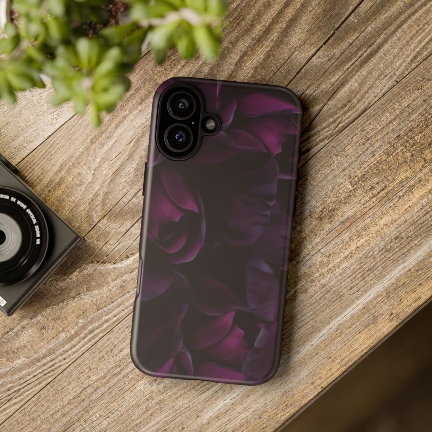 Dark Purple Floral Tough Phone Case