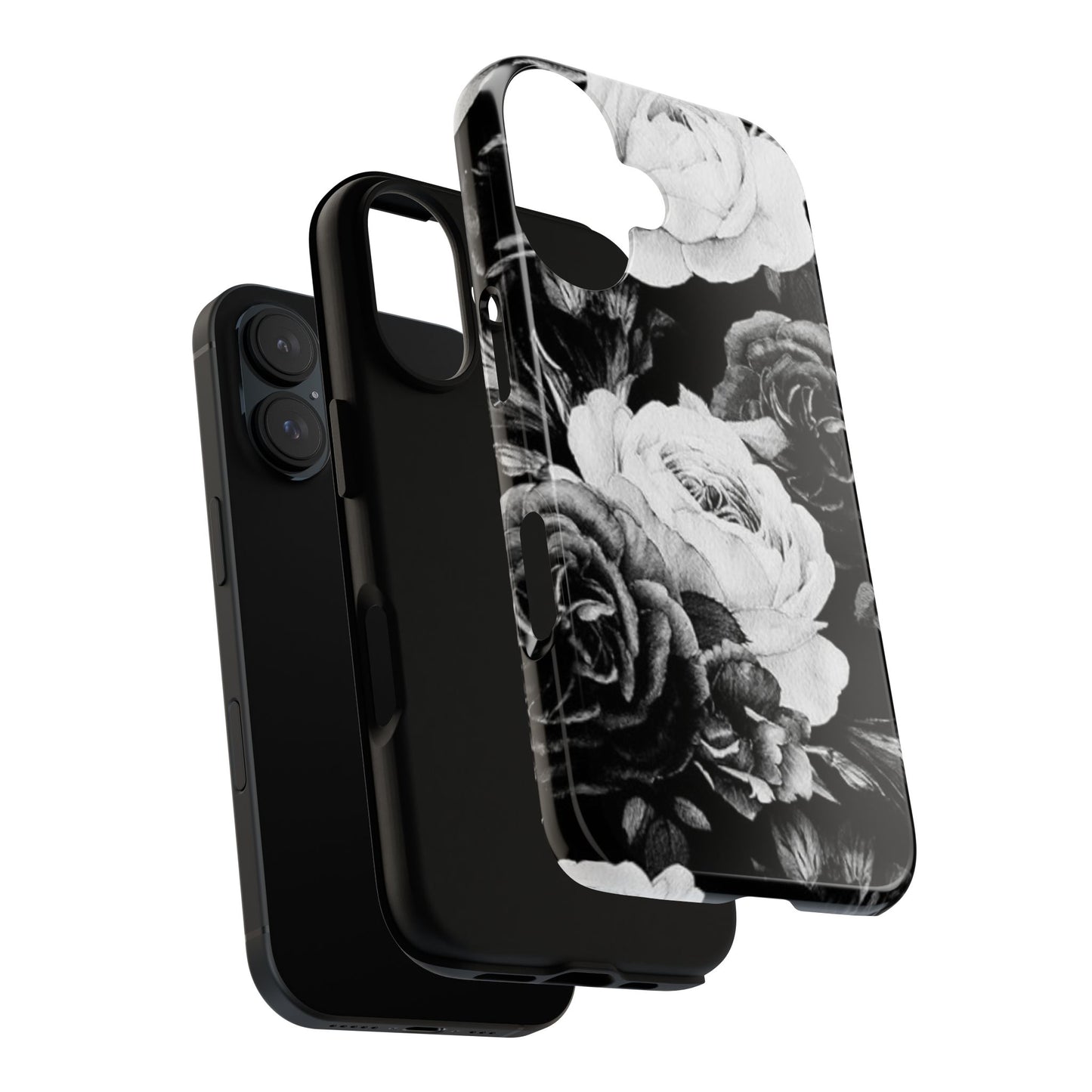 Black and White Floral Tough Phone Case