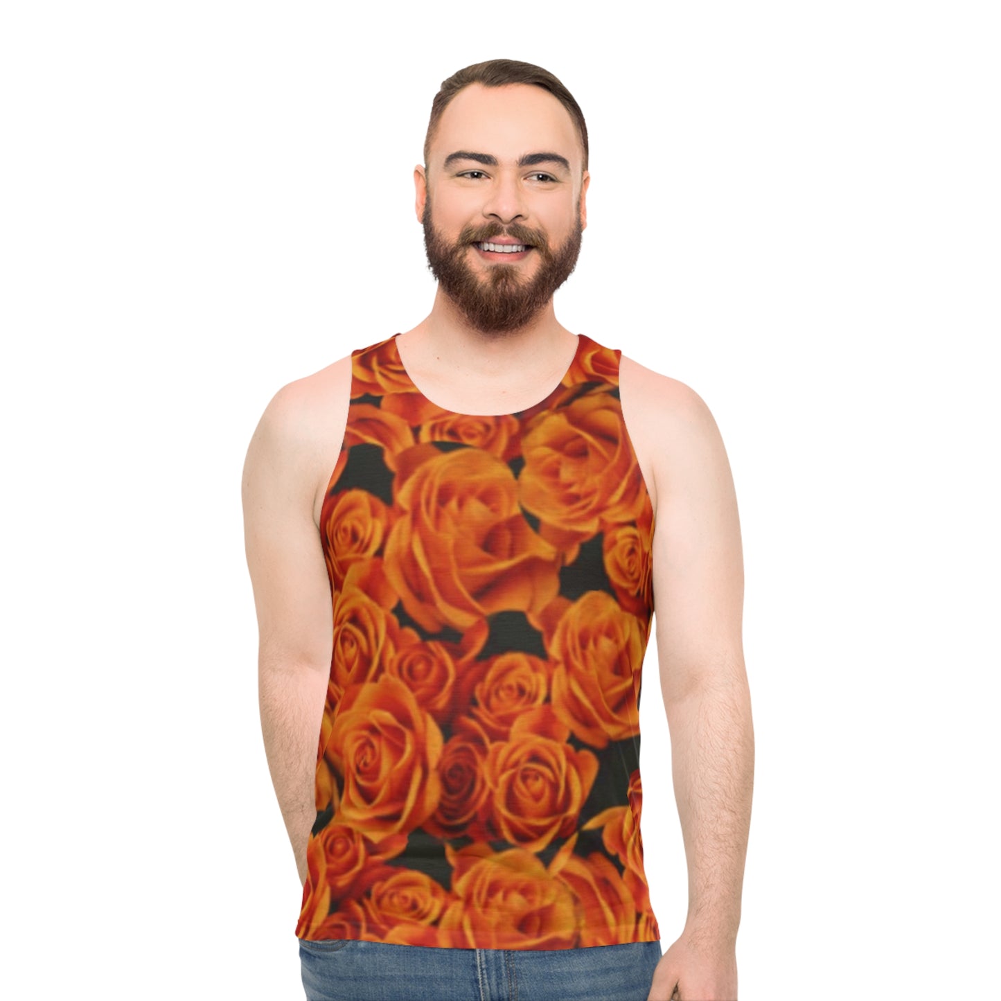 Orange Roses Floral Design Tank Top