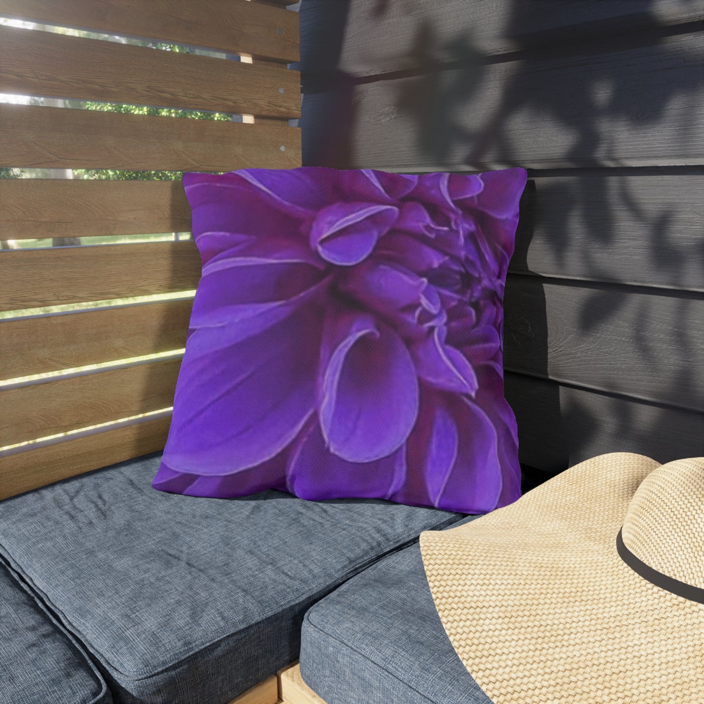 Purple Dahlia Outdoor Pillow