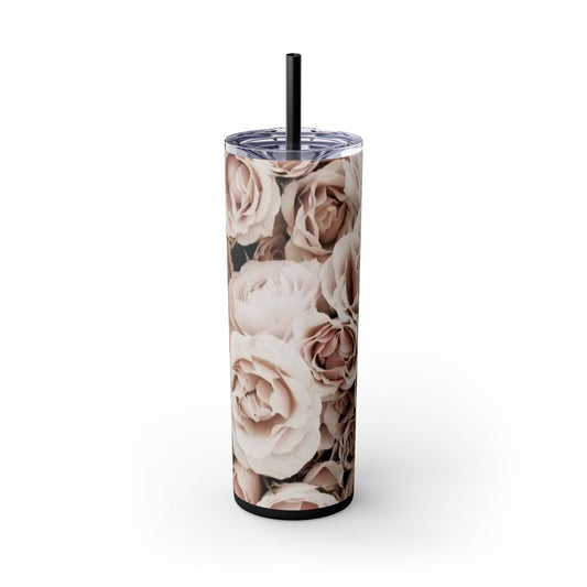 Light Pink Roses Skinny Tumbler – Durable Stainless Steel 20 oz
