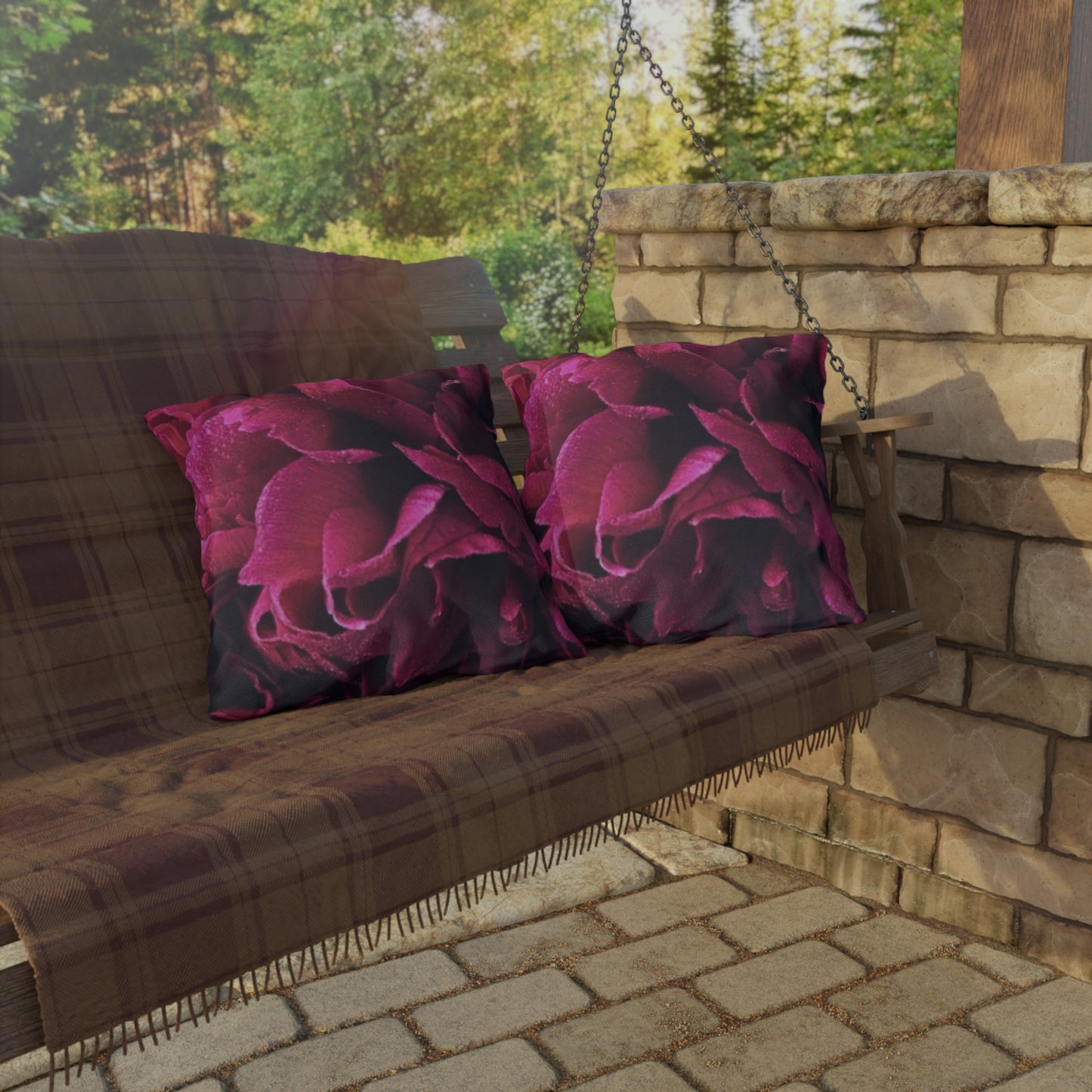 Magenta Floral Outdoor Pillow