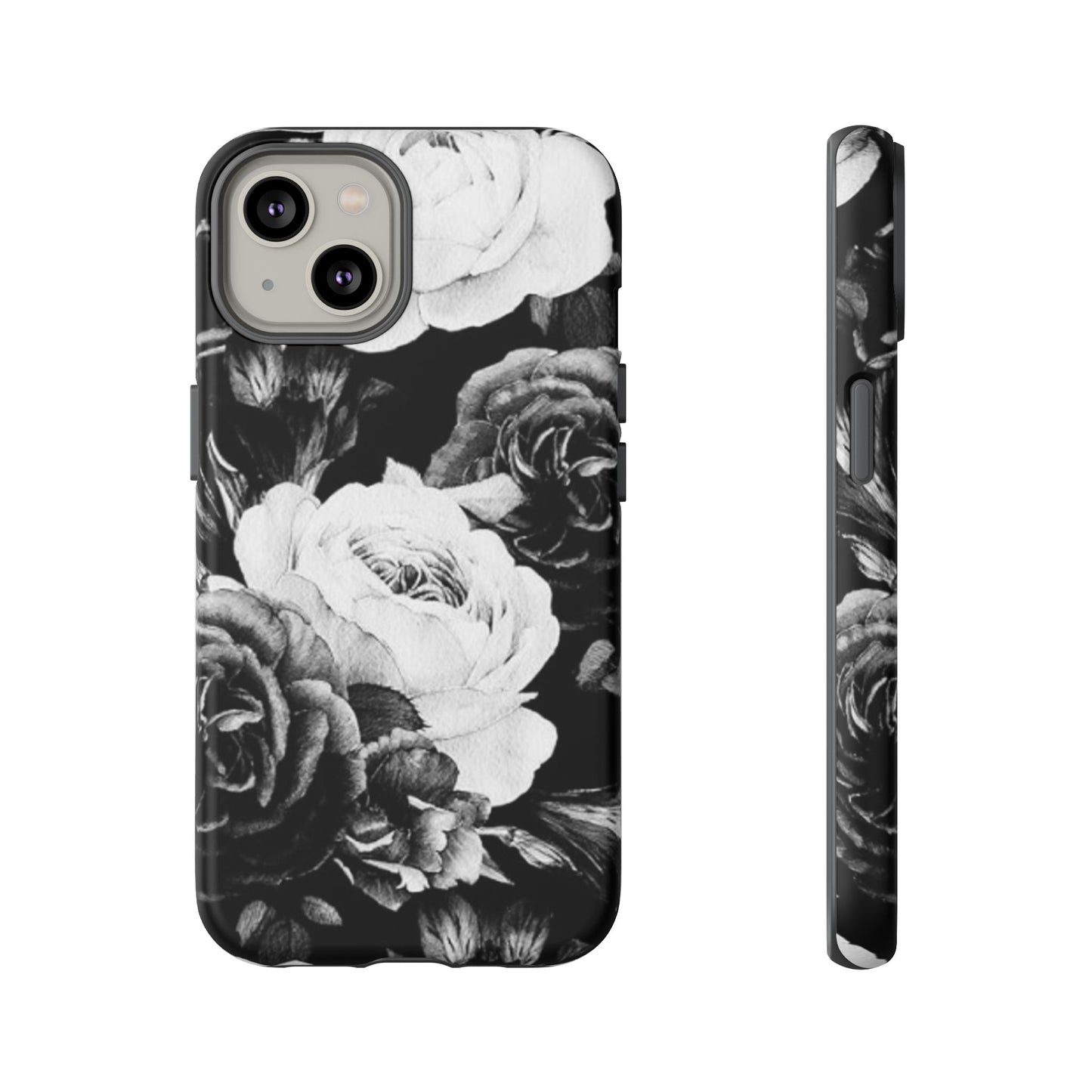 Black and White Floral Tough Phone Case