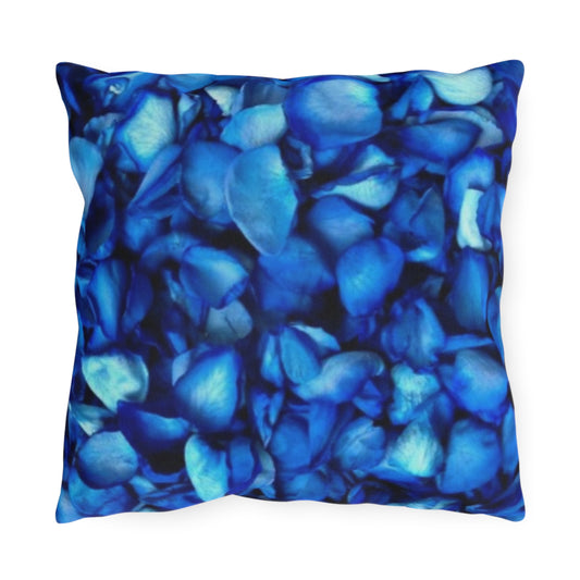 Blue Petals Floral Outdoor Pillow