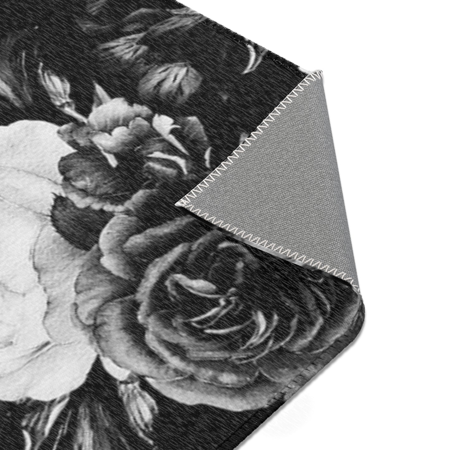 Black and White Floral Design Area Rugs