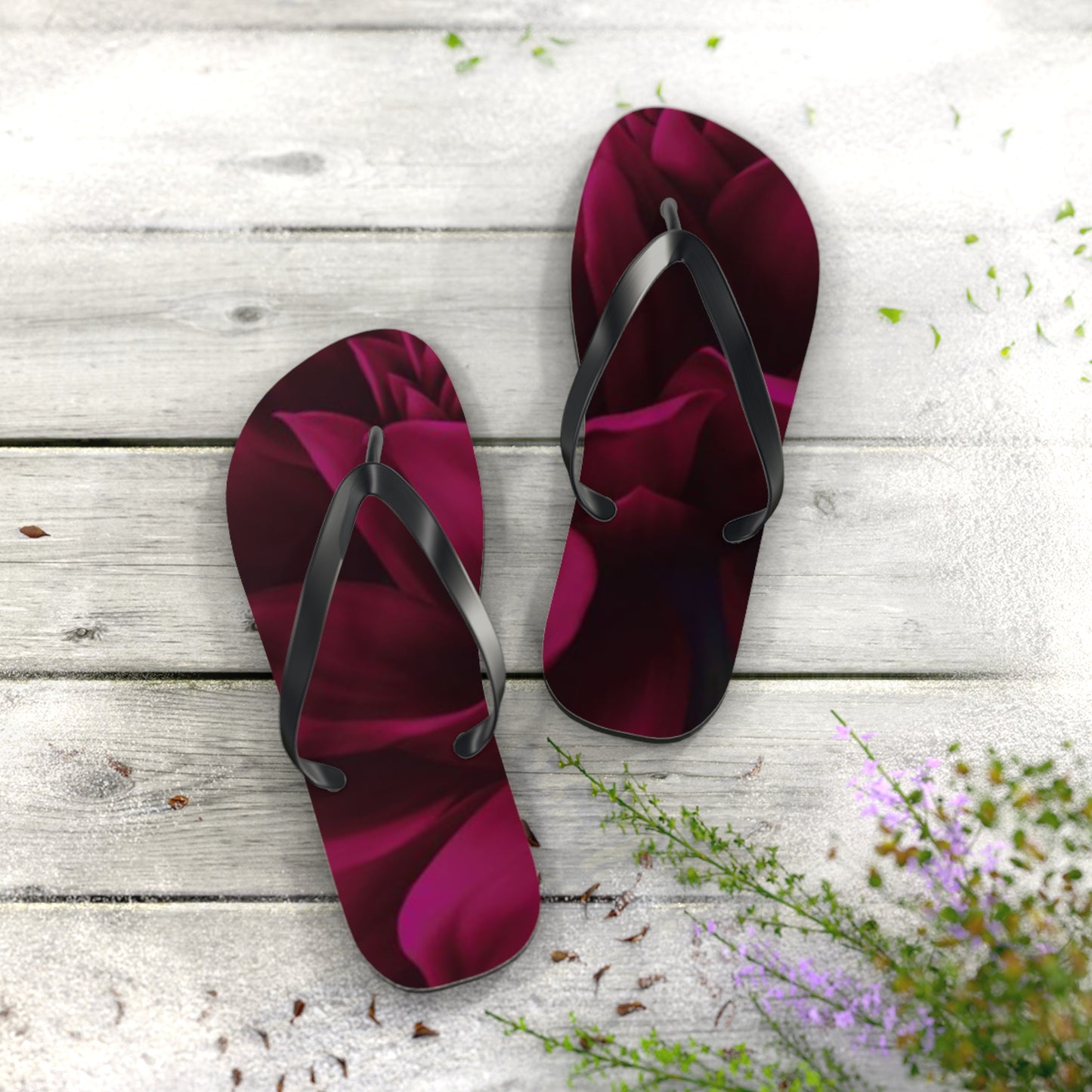 Magenta Dahlia Flip Flops
