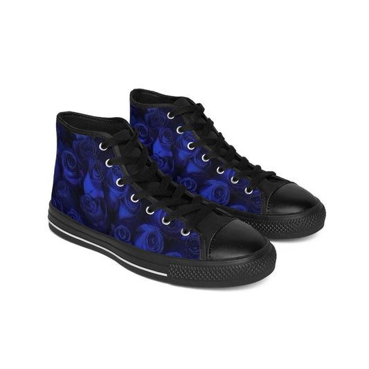 Dark Blue Roses High Top Sneakers