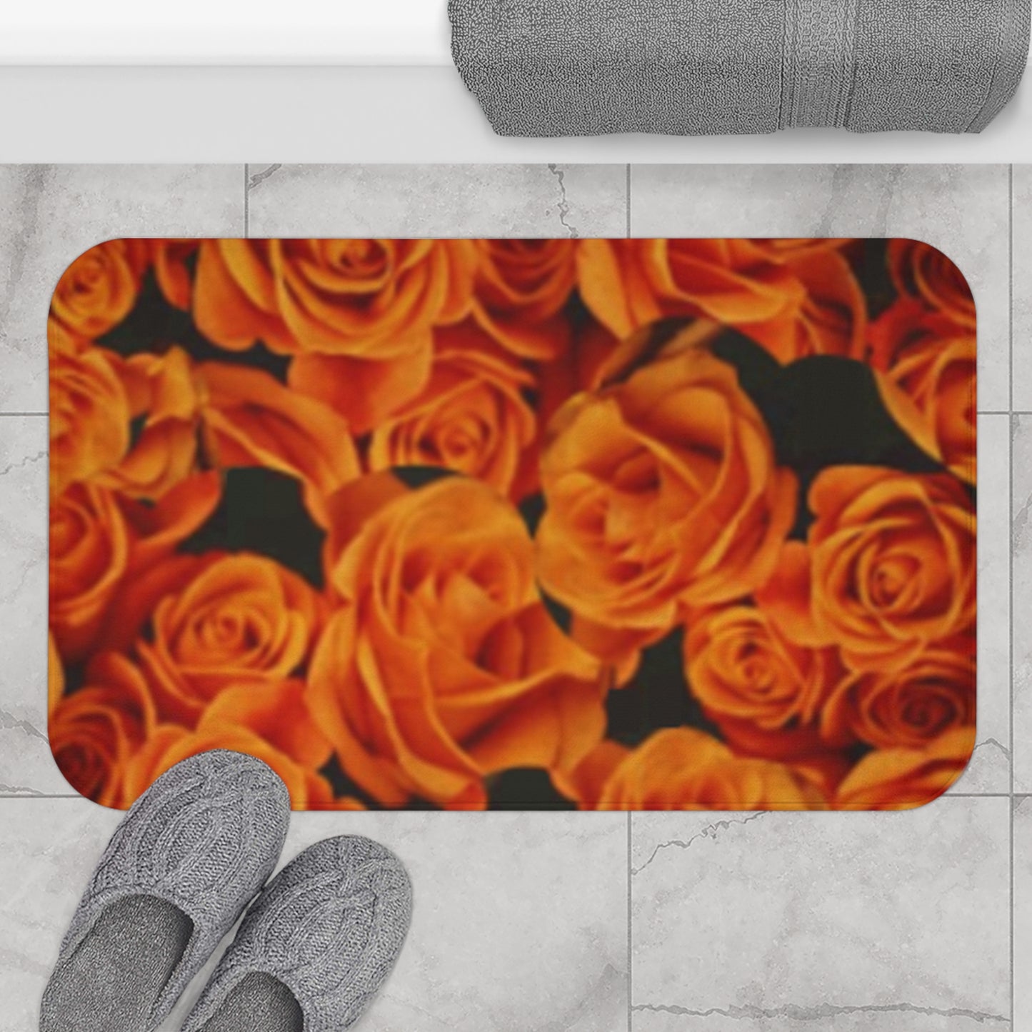 Orange Roses Bath Mat