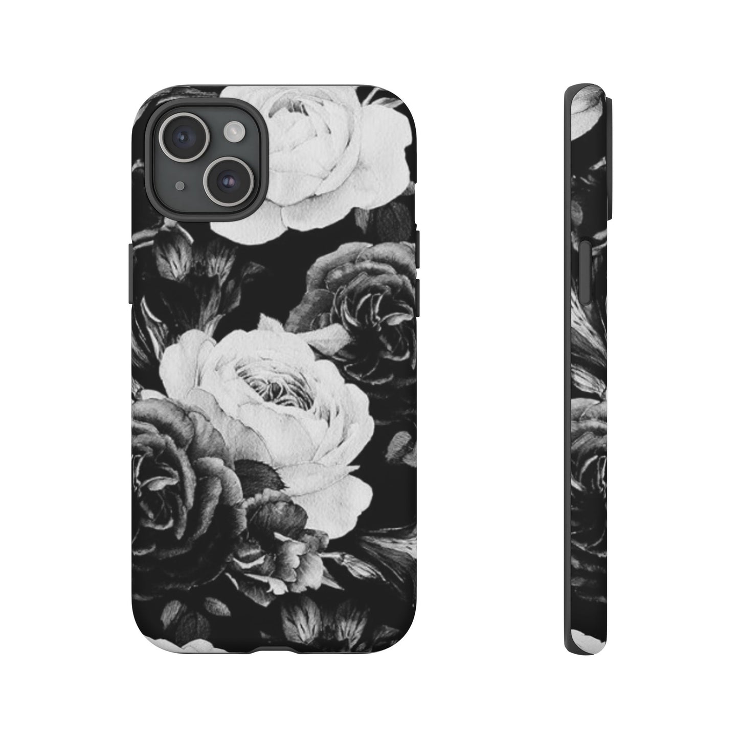 Black and White Floral Tough Phone Case