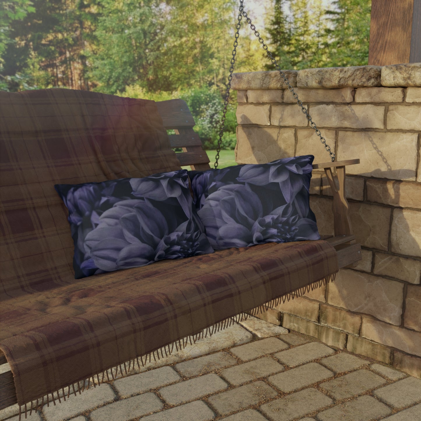 Blue Dahlia Outdoor Pillow