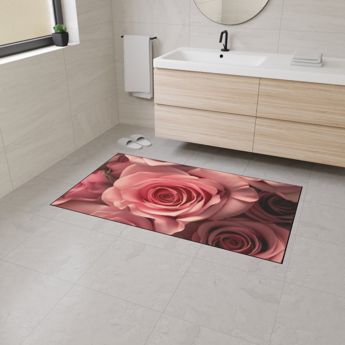 Pink Roses Heavy Duty Floor Mat