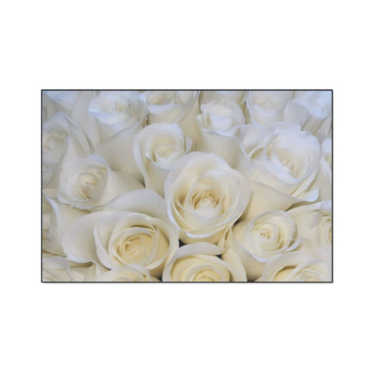 Heavy Duty Floral Floor Mat White Roses | Elegant Durable Rug