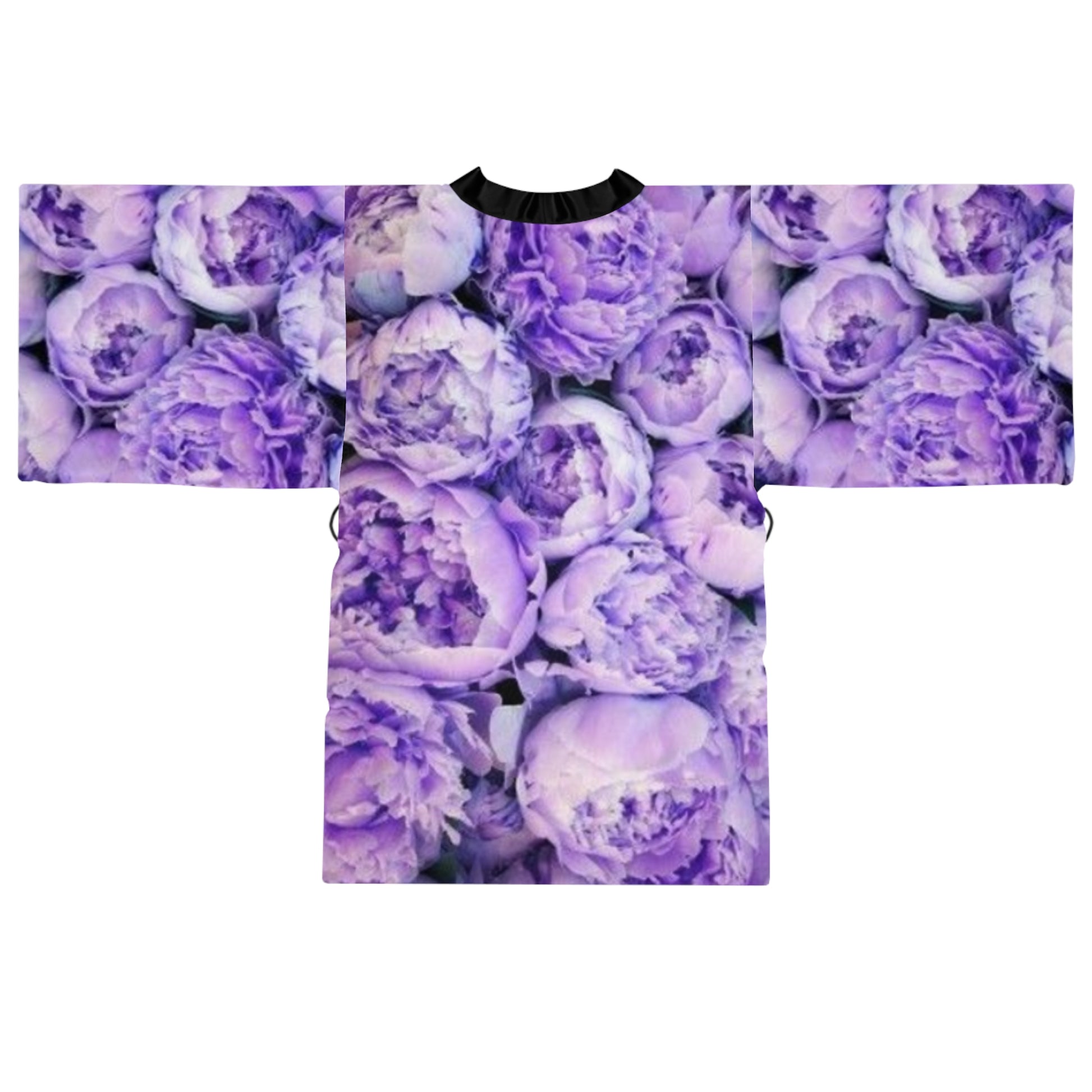 Purple Peony Floral Japanese Style Kimono Robe