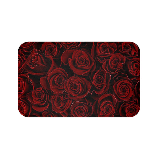 Red Roses Floral Bath Mat Anti Slipping