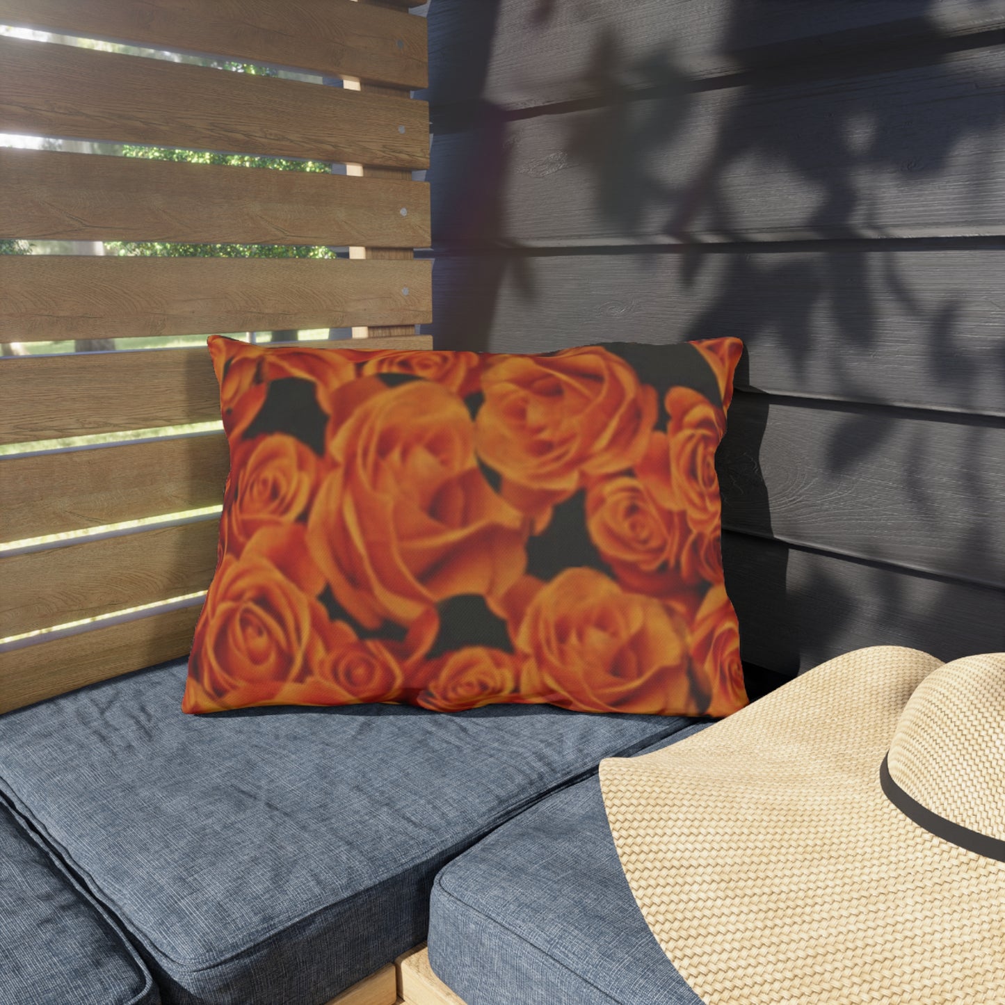 Orange Roses Outdoor Pillow