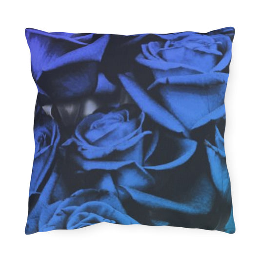 Blue Roses Outdoor Pillow
