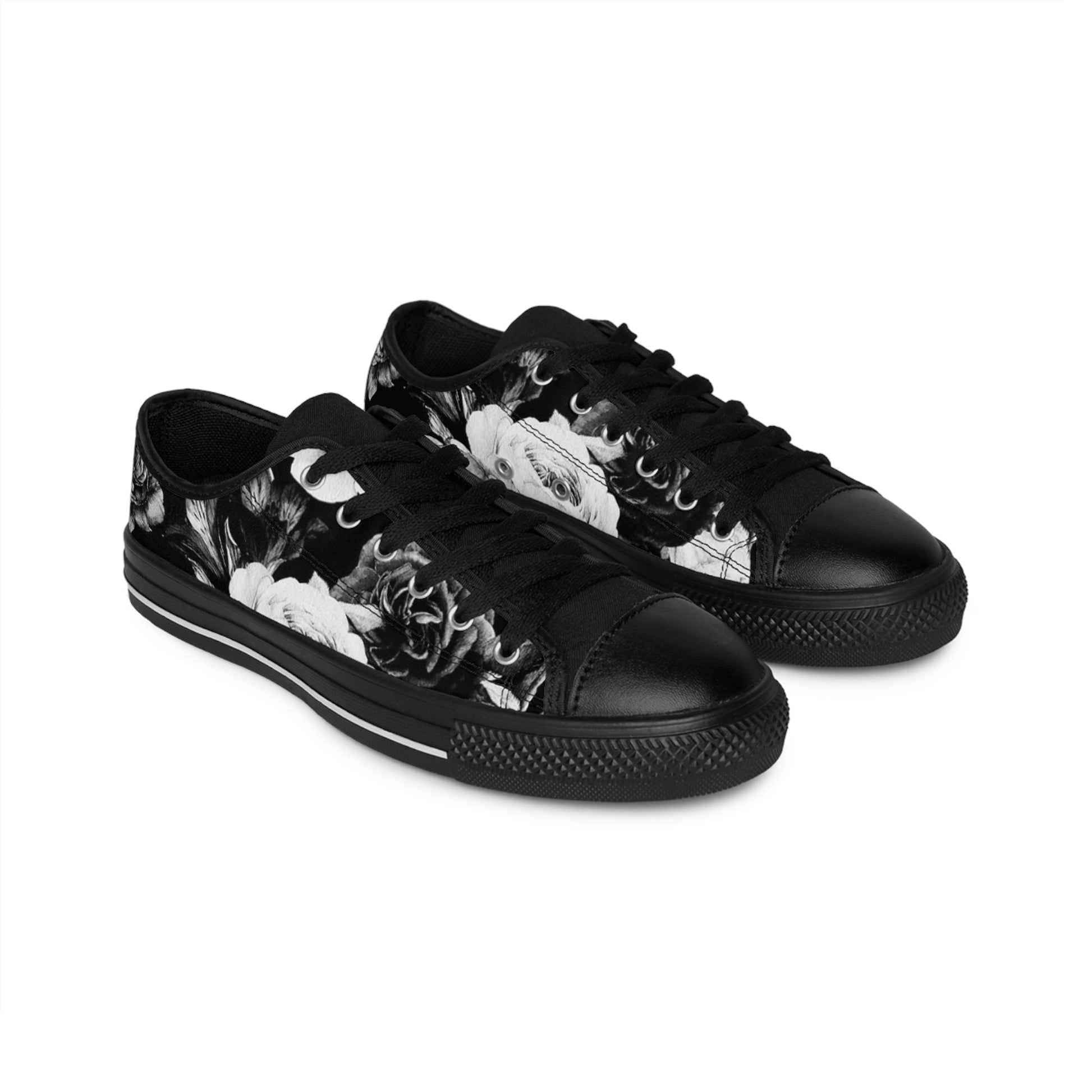 Black & White Comfortable Floral Sneakers