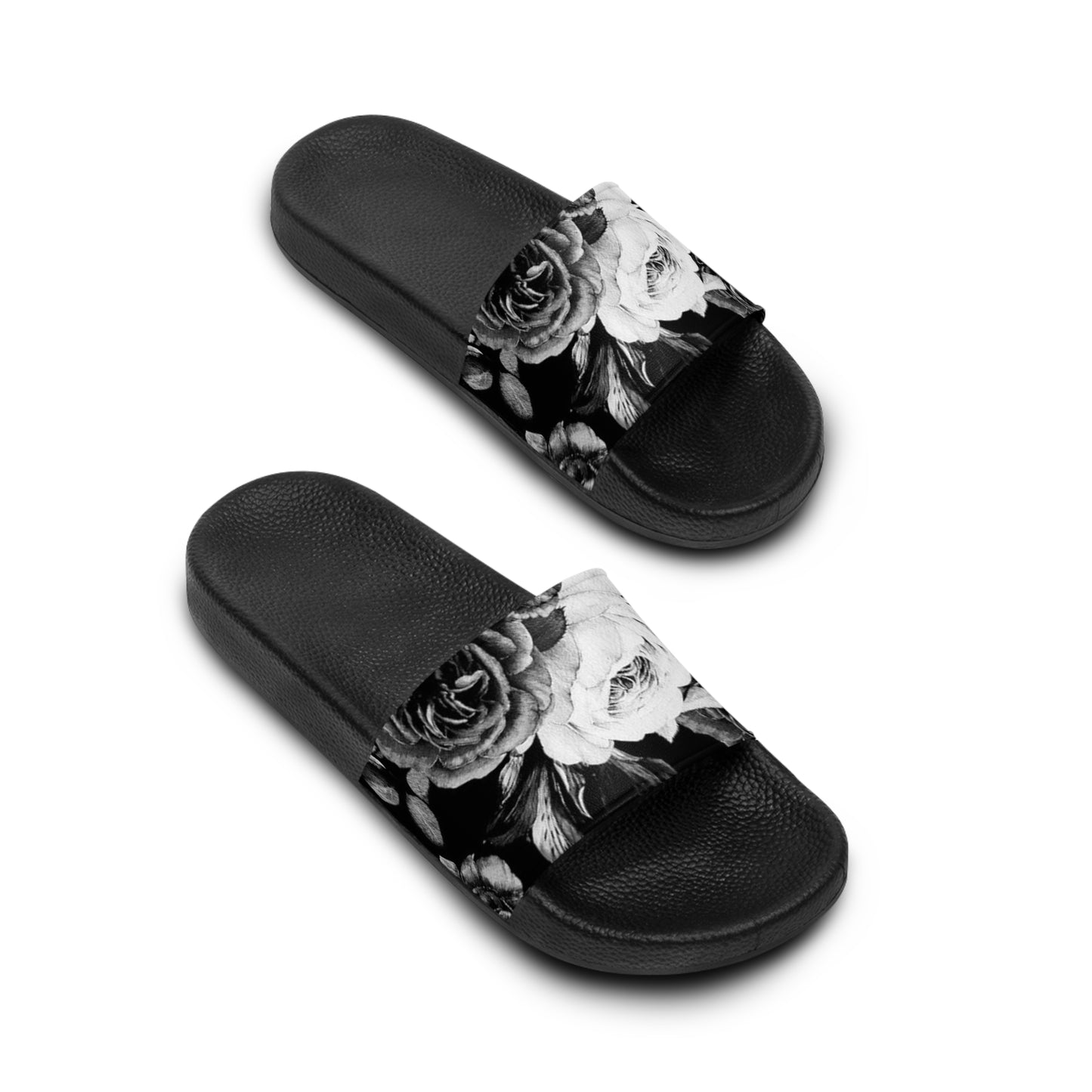 Black & White Floral Sandals – Stylish & Comfy Footwear