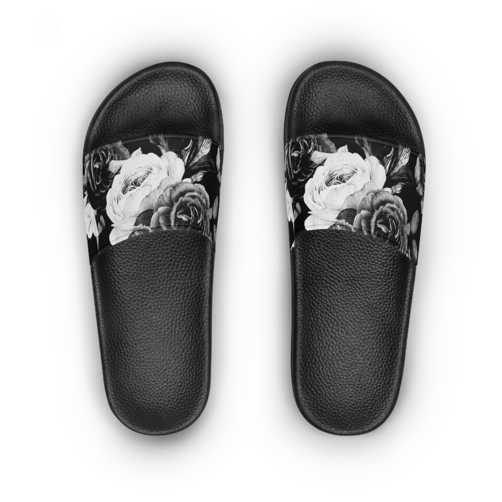 Black & White Floral Sandals – Stylish & Comfy Footwear