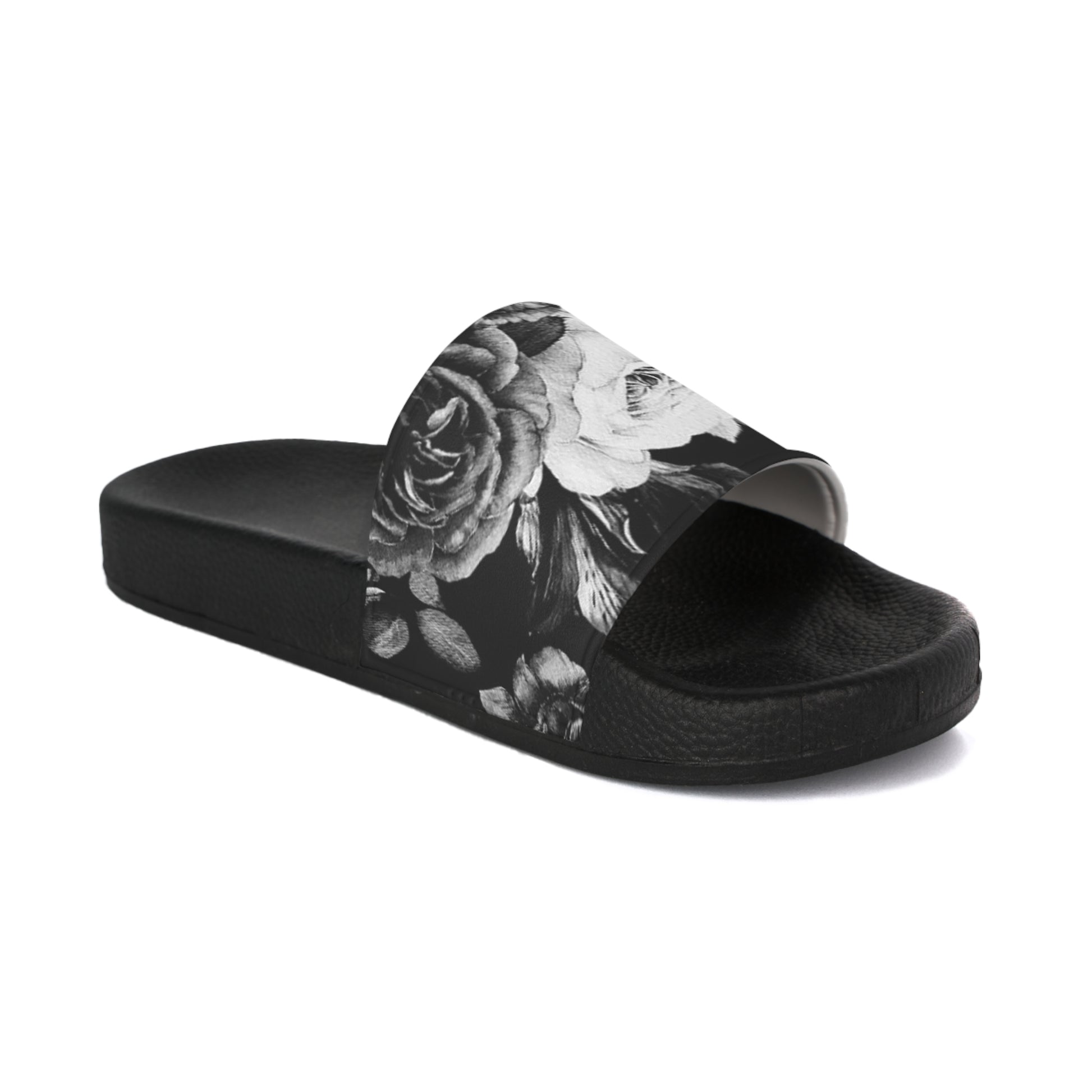 Black & White Floral Sandals – Stylish & Comfy Footwear