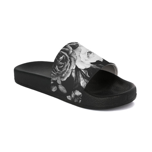 Black & White Floral Sandals – Stylish & Comfy Footwear