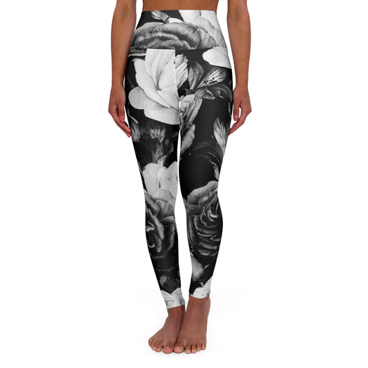 Black & White Floral Skinny Fit Legging for Gym