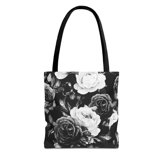 Black & White Floral Tote Bag for Women – Chic & Roomy